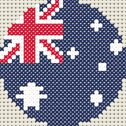 Round Australian Flag cross stitch motif preview
