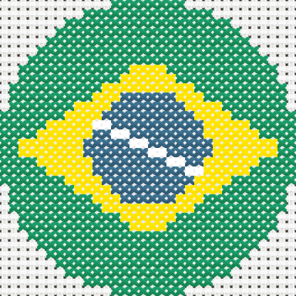 Round Brazil Flag cross stitch motif preview
