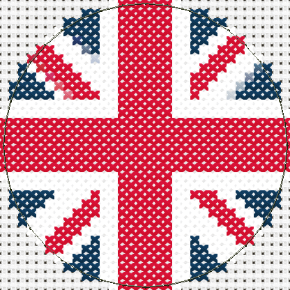 Round British Flag cross stitch motif preview