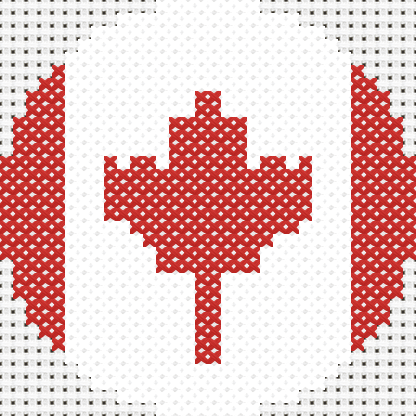 Round Canadian Flag cross stitch motif preview