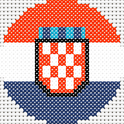 Round Croatia Flag cross stitch motif preview