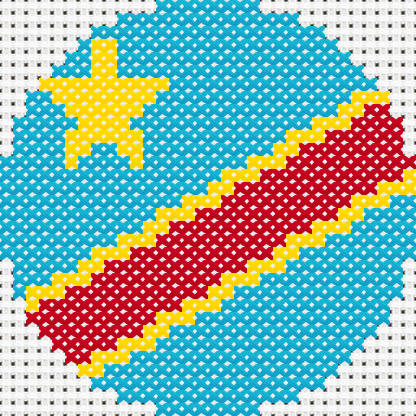 Round DR Congo Flag cross stitch motif preview