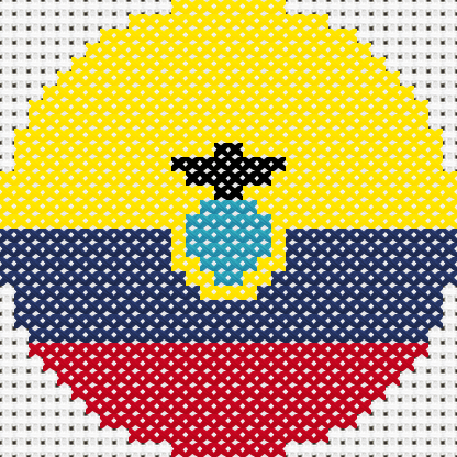 Round Ecuador Flag cross stitch motif preview