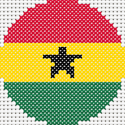 Round Ghana Flag cross stitch motif preview