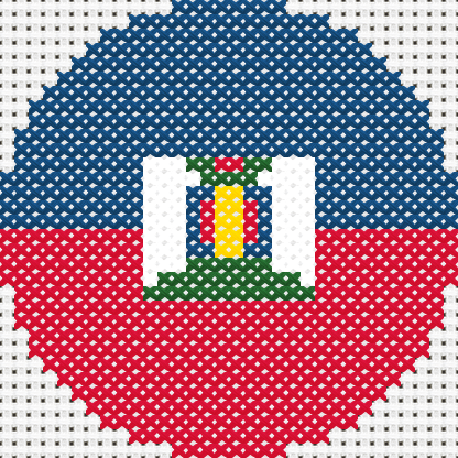 Round Haiti Flag cross stitch motif preview