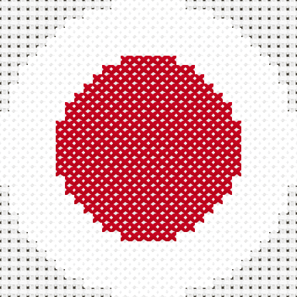 Round Japan Flag cross stitch motif preview