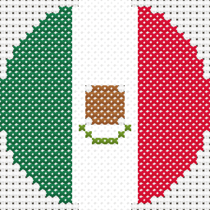 Round Mexican Flag cross stitch motif preview
