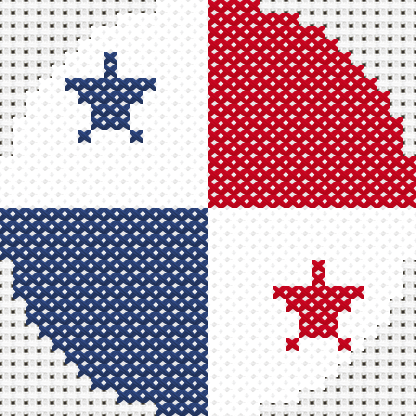 Round Panama Flag cross stitch motif preview