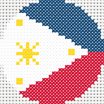 Round Philippine Flag cross stitch motif preview