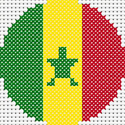 Round Senegal Flag cross stitch motif preview