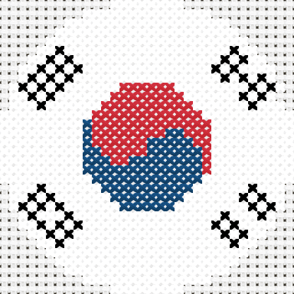 Round South Korean Flag cross stitch motif preview