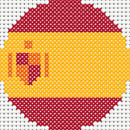 Round Spain Flag cross stitch motif preview