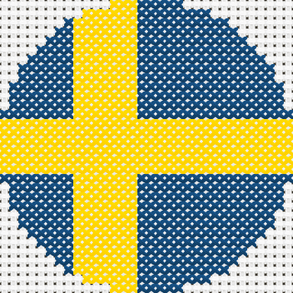 Round Sweden Flag cross stitch motif preview