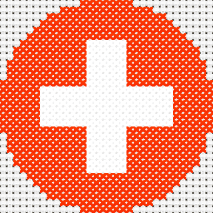 Round Switzerland Flag cross stitch motif preview