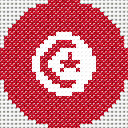 Round Tunisia Flag cross stitch motif preview