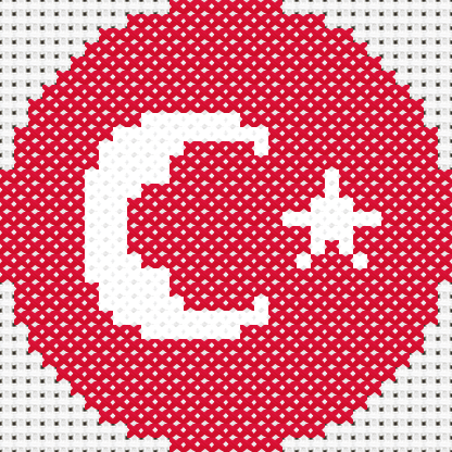 Round Turkey Flag cross stitch motif preview