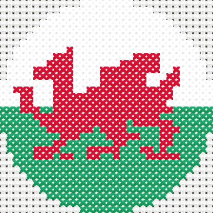 Round Wales Flag cross stitch motif preview