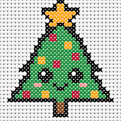 Cute Christmas Tree cross stitch motif preview