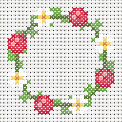 Floral Wreath Cross Stitch Pattern preview