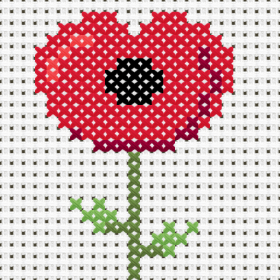 Poppy cross stitch motif preview