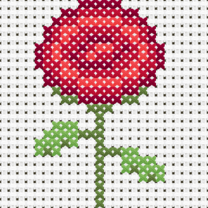 Red Rose cross stitch motif preview