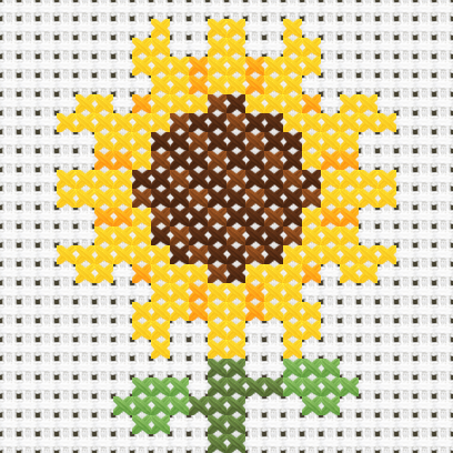 Sunflower cross stitch motif preview