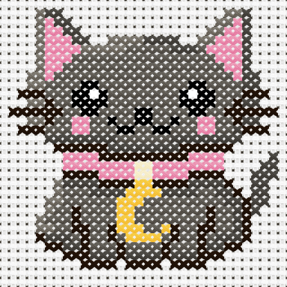 Cute Black Cat cross stitch motif preview