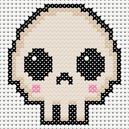 Cute Skull cross stitch motif preview
