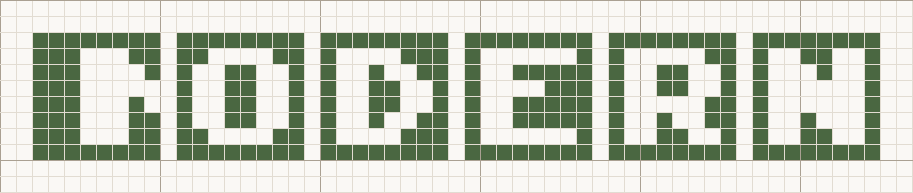 Angular cross stitch letters at the Small size, 8 stitches tall