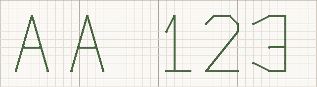 Backstitch Simple cross stitch letters at the Small size, 7 stitches tall