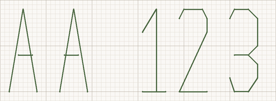 Backstitch Tall cross stitch letters at the Medium size, 18 stitches tall