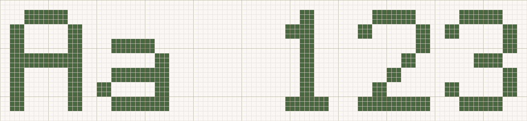 Block cross stitch letters at the Large size, 21 stitches tall