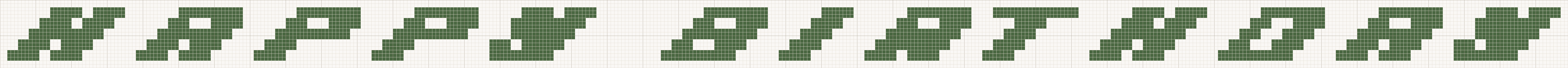 Italic cross stitch letters at the Large size, 15 stitches tall