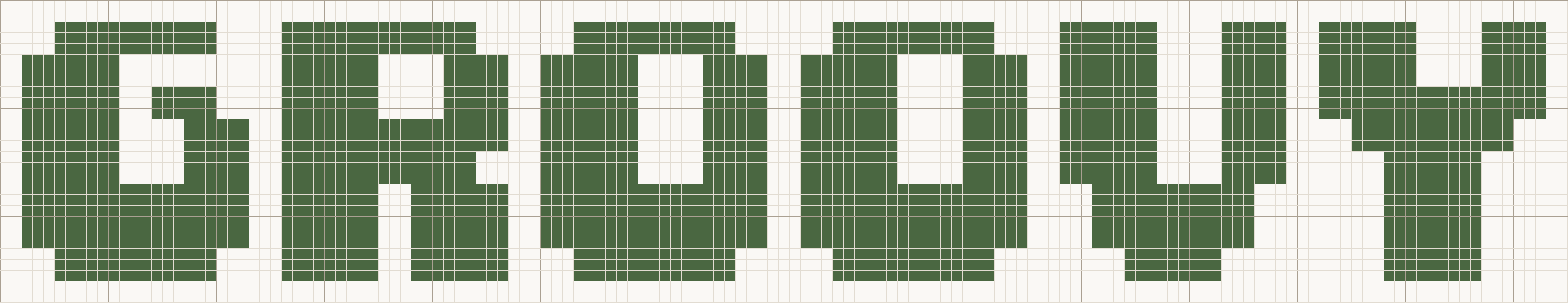 Retro cross stitch letters at the Large size, 24 stitches tall