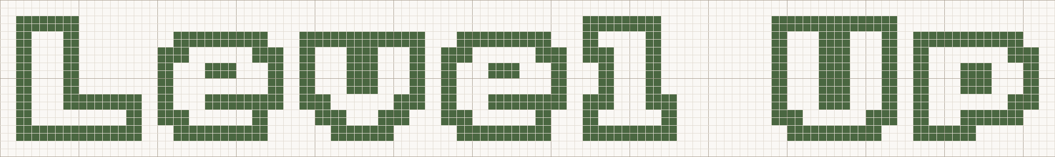 Sci-Fi cross stitch letters at the Medium size, 16 stitches tall