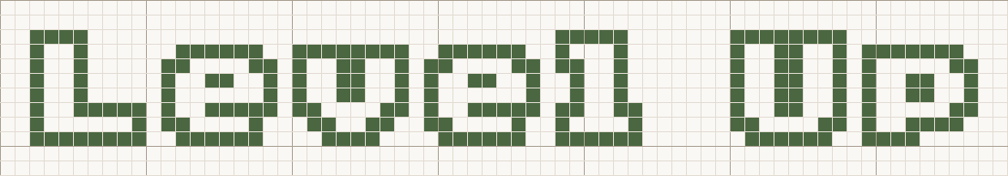 Sci-Fi cross stitch letters at the Small size, 8 stitches tall