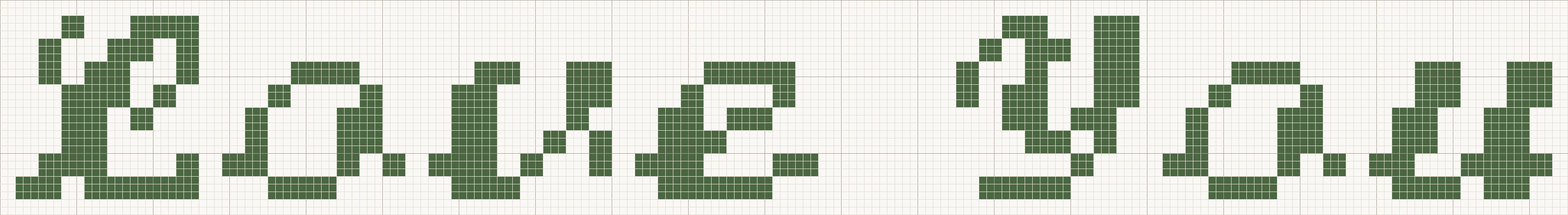 Script cross stitch letters at the Large size, 24 stitches tall