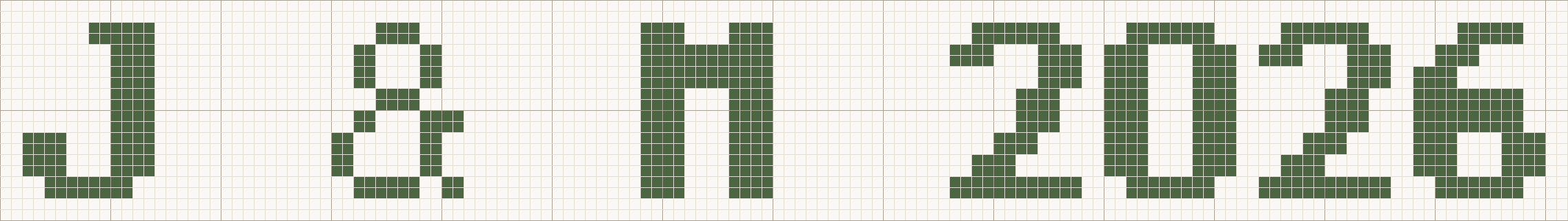 Serif cross stitch letters at the Medium size, 16 stitches tall