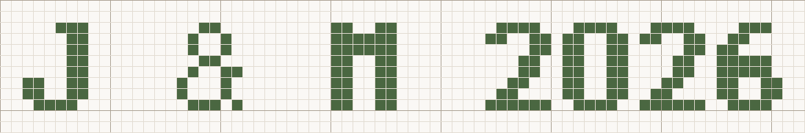 Serif cross stitch letters at the Small size, 8 stitches tall