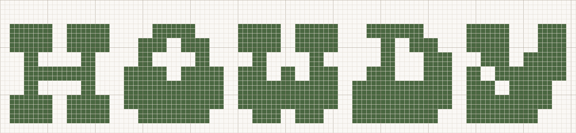 Western cross stitch letters at the Large size, 24 stitches tall