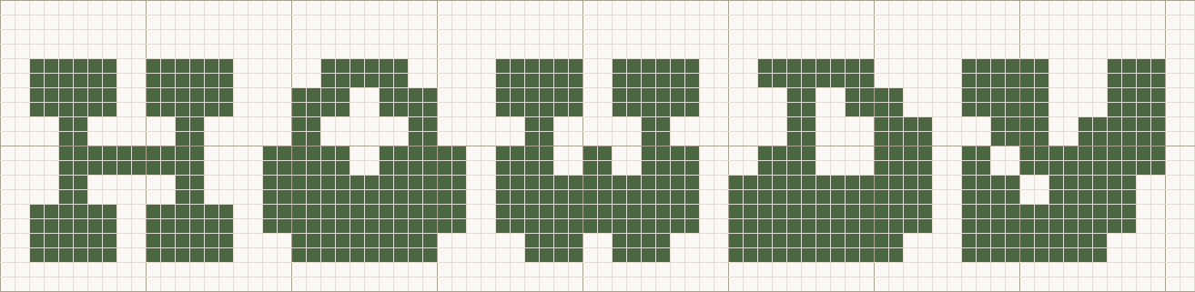 Western cross stitch letters at the Medium size, 16 stitches tall