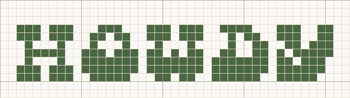 Western cross stitch letters at the Small size, 8 stitches tall