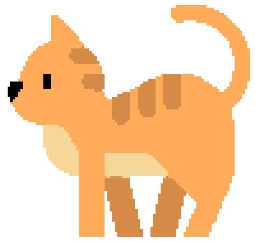 Generated cat pattern with the purple background and gaps between its legs left unstitched