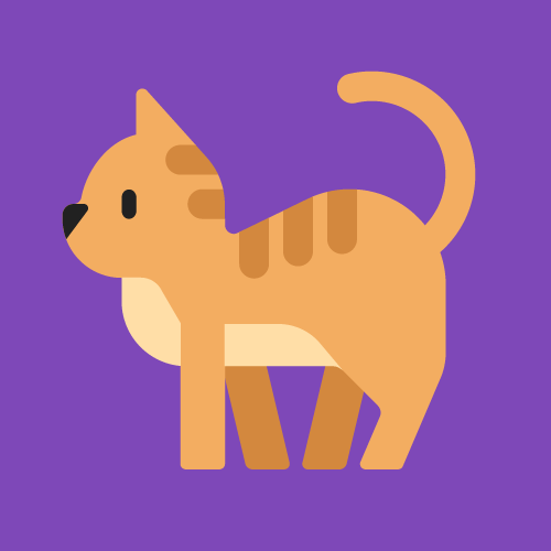 Orange cat illustration on a flat purple background