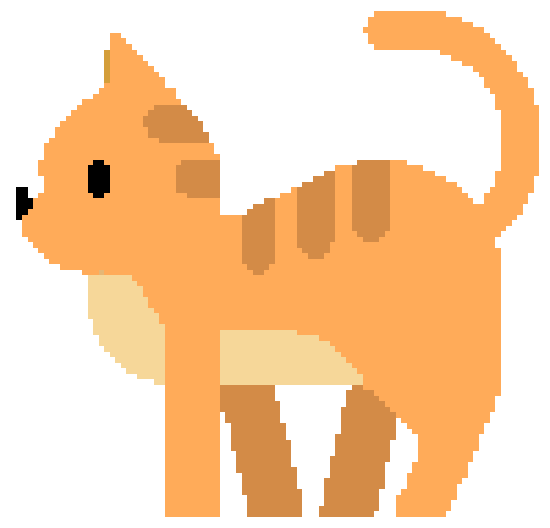 Generated cat pattern with the green gradient and gaps between its legs left unstitched
