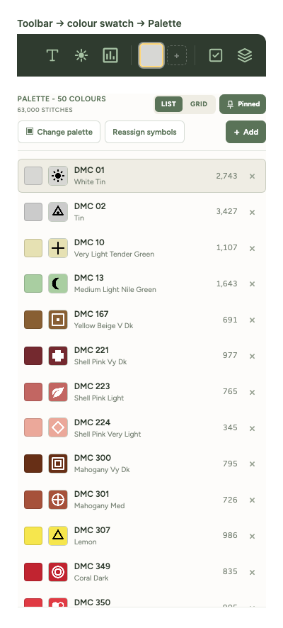 Chart Symbols - Help - Xstitchify