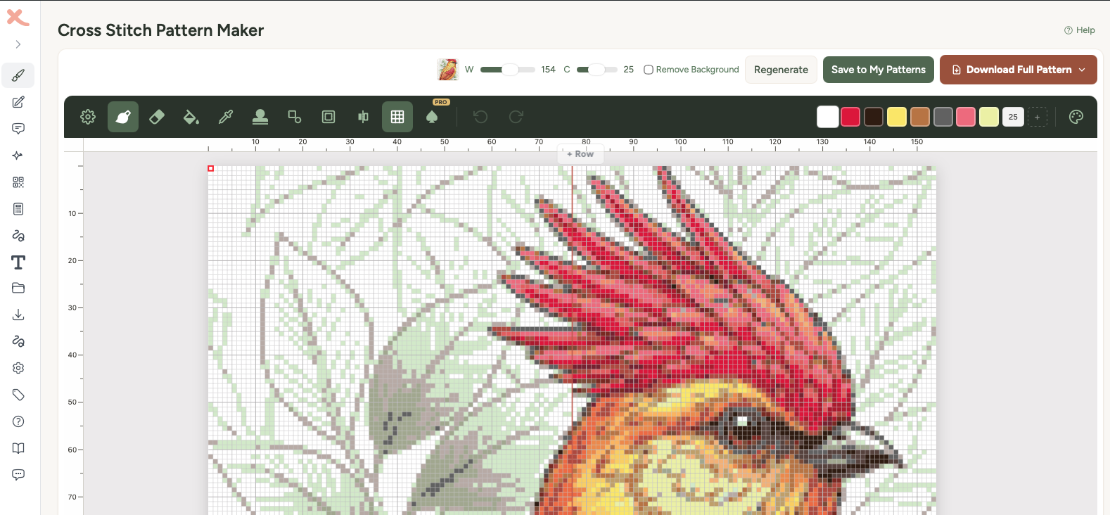 The editor toolbar on desktop showing all tool buttons, colour swatches, and undo/redo