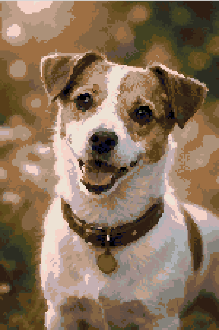 Dog cross stitch pattern converted with another tool, 150 stitches wide with 30 colours